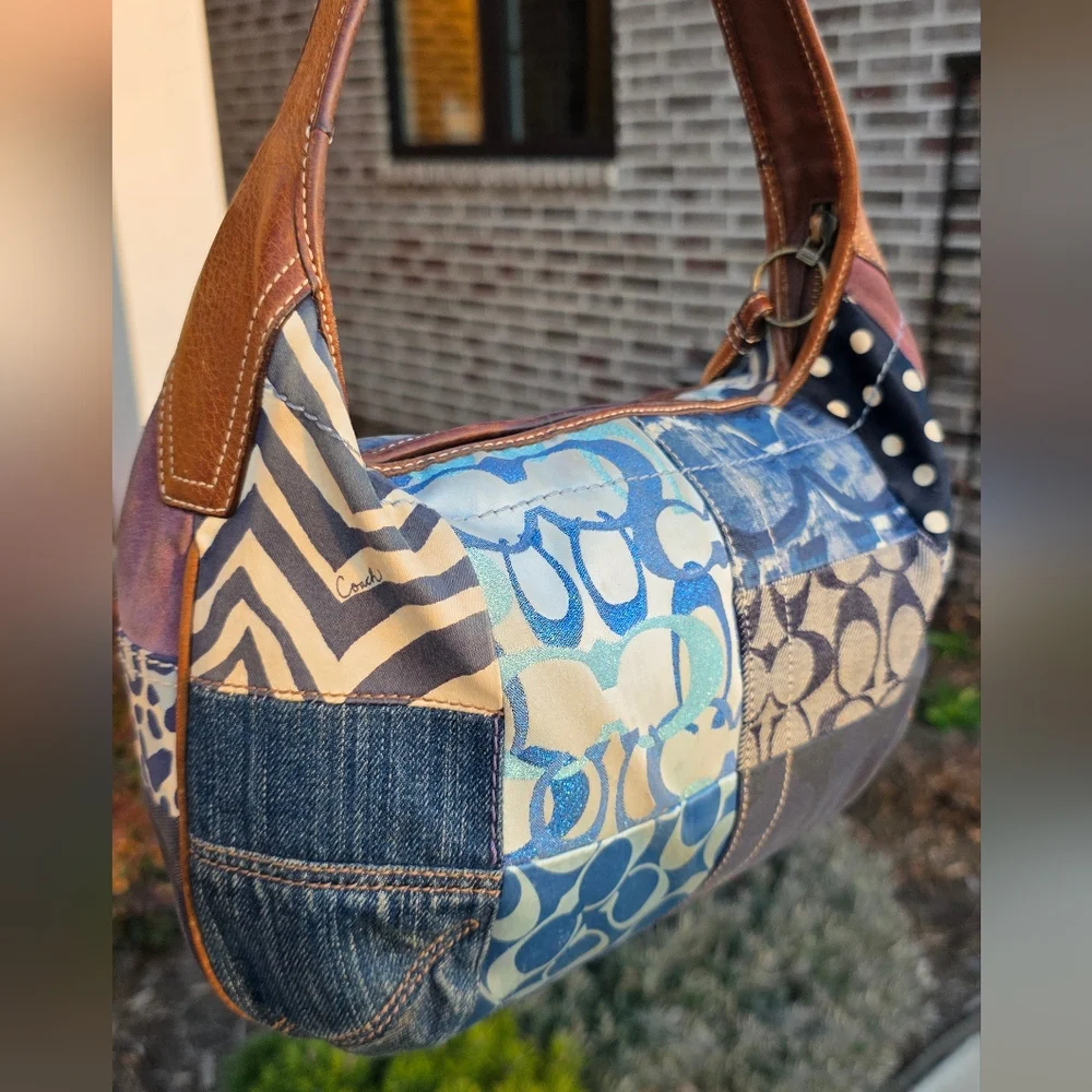 Coach Patchwork Denim Ergo Shoulder Bag - Picture 5 of 9